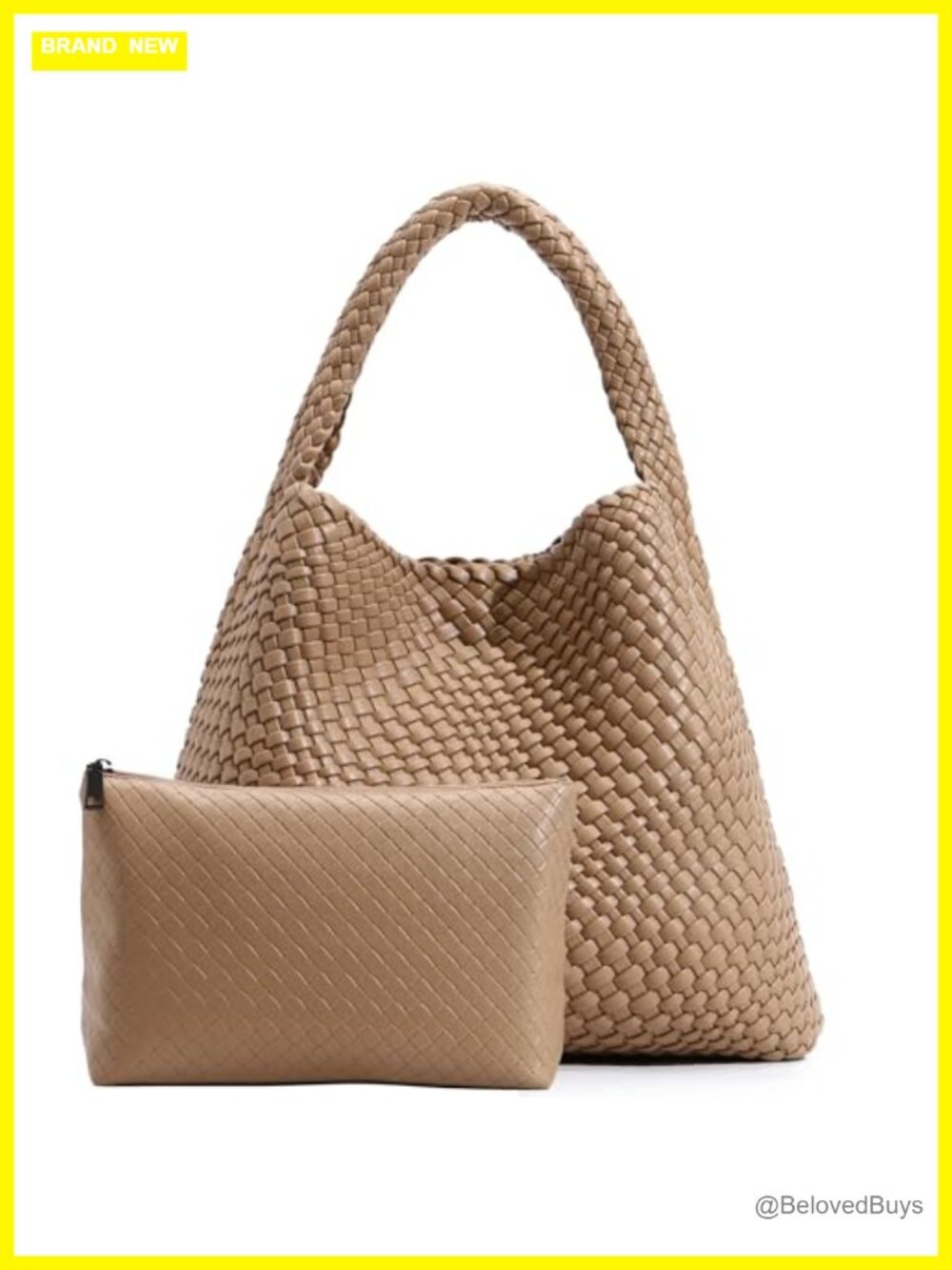 Vegan Leather Woven Tote Bag for Women Large Shoulder Handbag